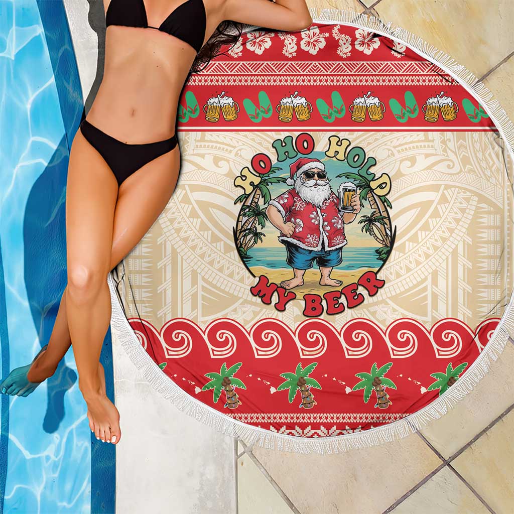 Mele Kalikimaka Hawaii Beach Blanket Funny Beer-Loving Santa Hawaiian Tropical - Polynesian Pride