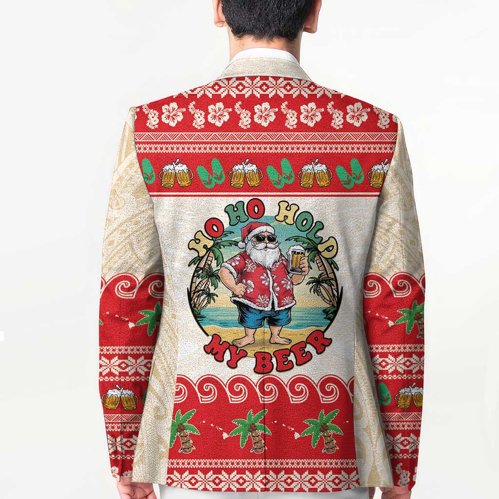 Mele Kalikimaka Hawaii Blazer Funny Beer-Loving Santa Hawaiian Tropical LT14 - Polynesian Pride
