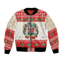 Mele Kalikimaka Hawaii Bomber Jacket Funny Beer-Loving Santa Hawaiian Tropical LT14 Unisex Red - Polynesian Pride