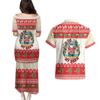 Mele Kalikimaka Hawaii Couples Matching Puletasi and Hawaiian Shirt Funny Beer-Loving Santa Hawaiian Tropical - Polynesian Pride