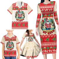Mele Kalikimaka Hawaii Family Matching Long Sleeve Bodycon Dress and Hawaiian Shirt Funny Beer-Loving Santa Hawaiian Tropical - Polynesian Pride