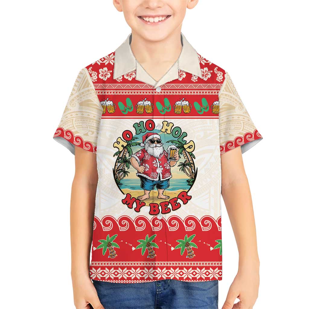 Mele Kalikimaka Hawaii Family Matching Off Shoulder Maxi Dress and Hawaiian Shirt Funny Beer-Loving Santa Hawaiian Tropical - Polynesian Pride