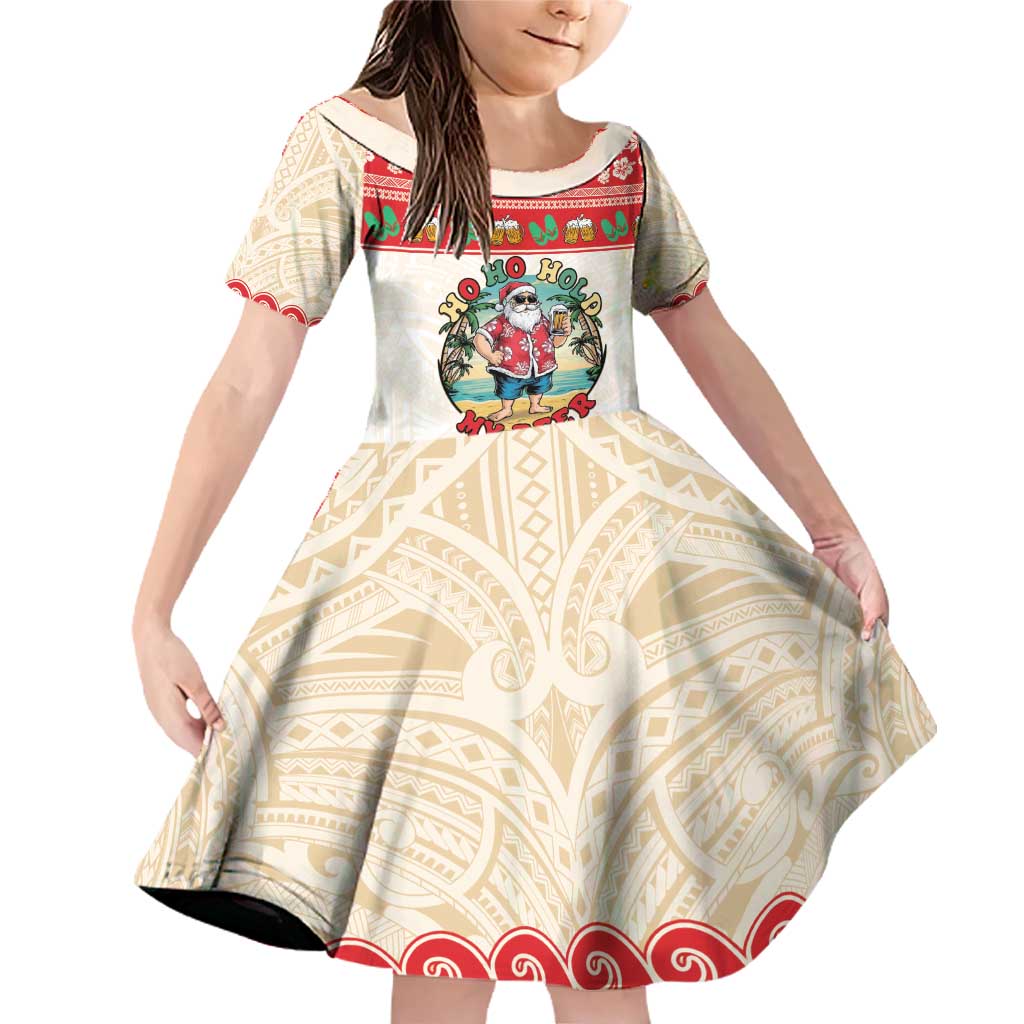 Mele Kalikimaka Hawaii Family Matching Off Shoulder Short Dress and Hawaiian Shirt Funny Beer-Loving Santa Hawaiian Tropical - Polynesian Pride