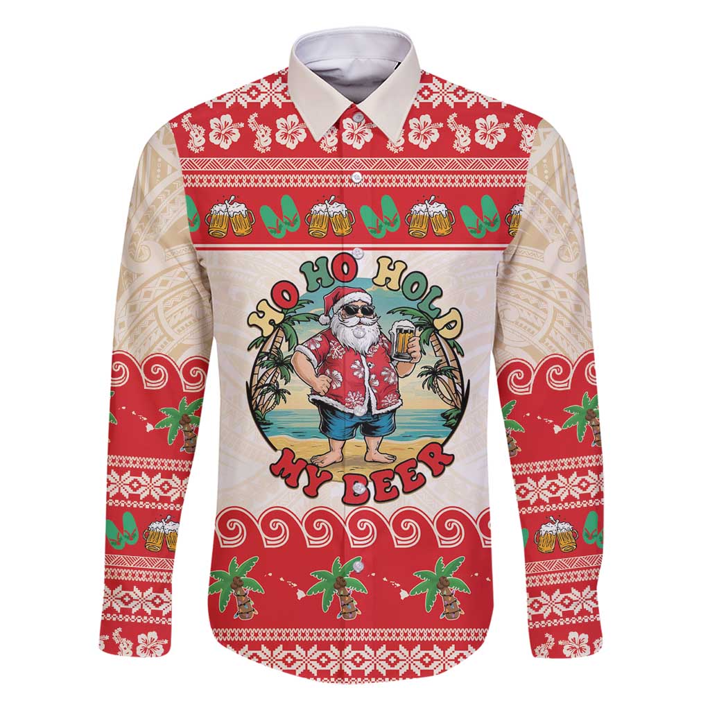Mele Kalikimaka Hawaii Family Matching Off Shoulder Short Dress and Hawaiian Shirt Funny Beer-Loving Santa Hawaiian Tropical - Polynesian Pride