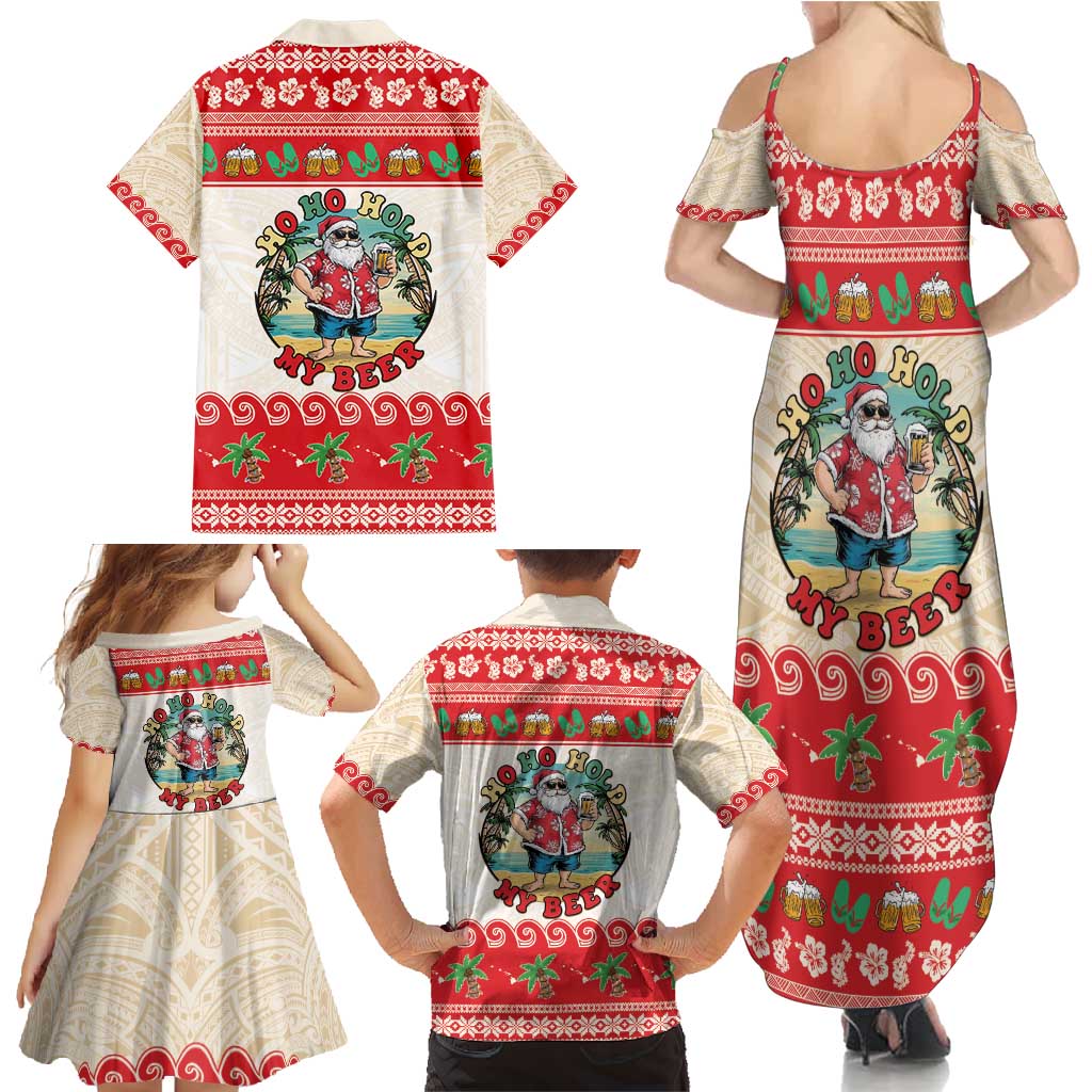 Mele Kalikimaka Hawaii Family Matching Summer Maxi Dress and Hawaiian Shirt Funny Beer-Loving Santa Hawaiian Tropical - Polynesian Pride