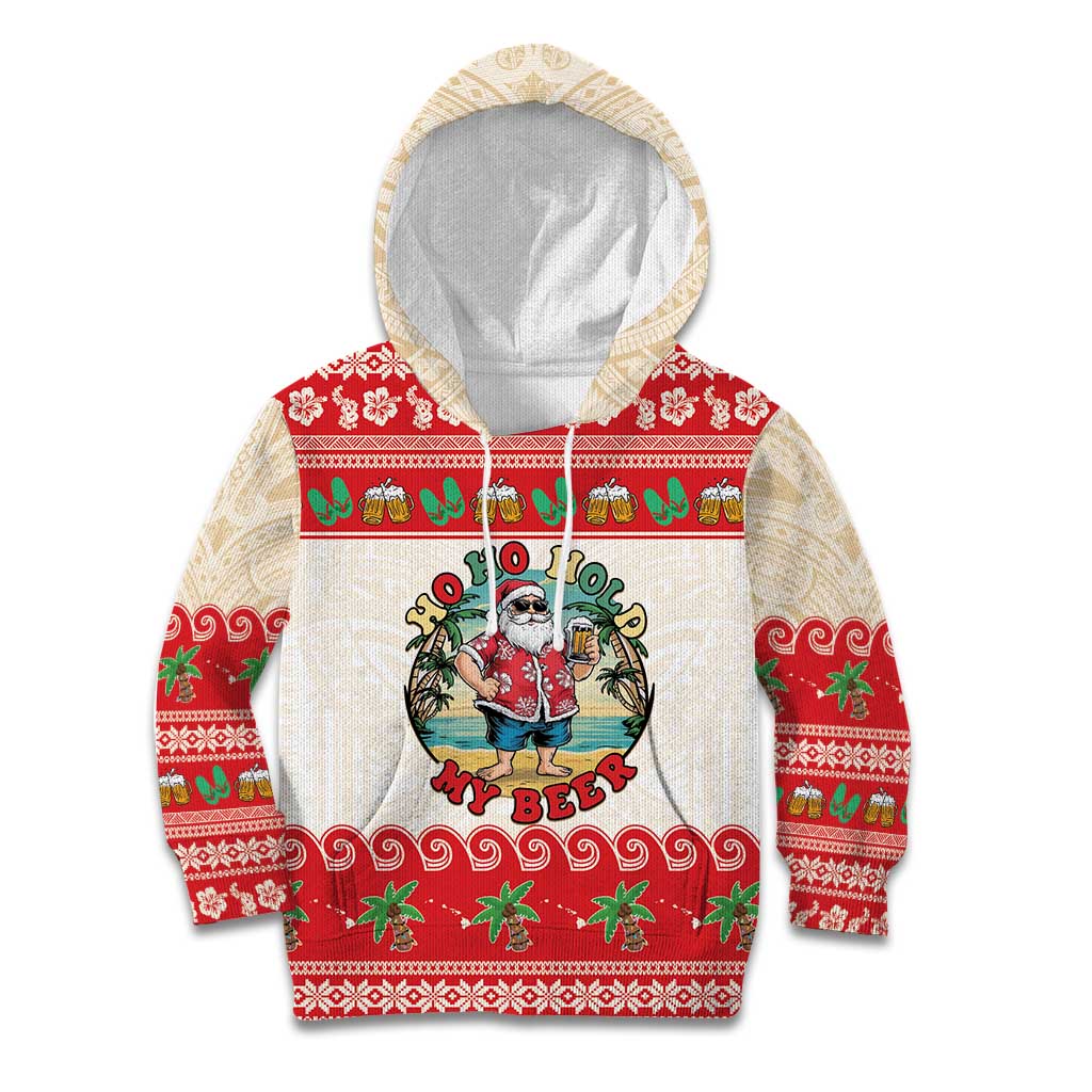 Mele Kalikimaka Hawaii Kid Hoodie Funny Beer-Loving Santa Hawaiian Tropical - Polynesian Pride
