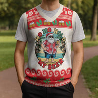 Mele Kalikimaka Hawaii Christmas Knitted V-Neck Vest Funny Beer-Loving Santa Hawaiian Tropical - Polynesian Pride