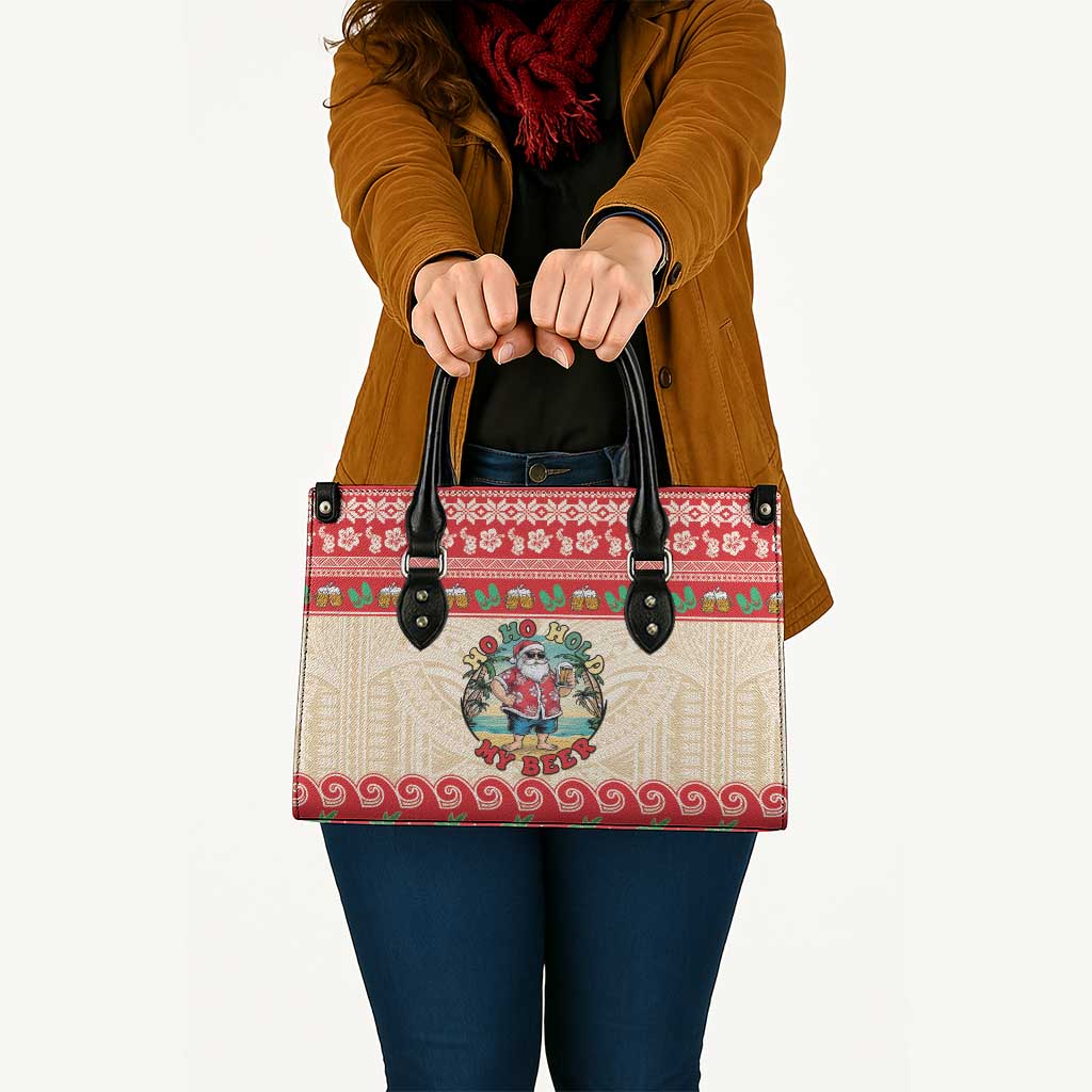 Mele Kalikimaka Hawaii Leather Bag Funny Beer-Loving Santa Hawaiian Tropical - Polynesian Pride