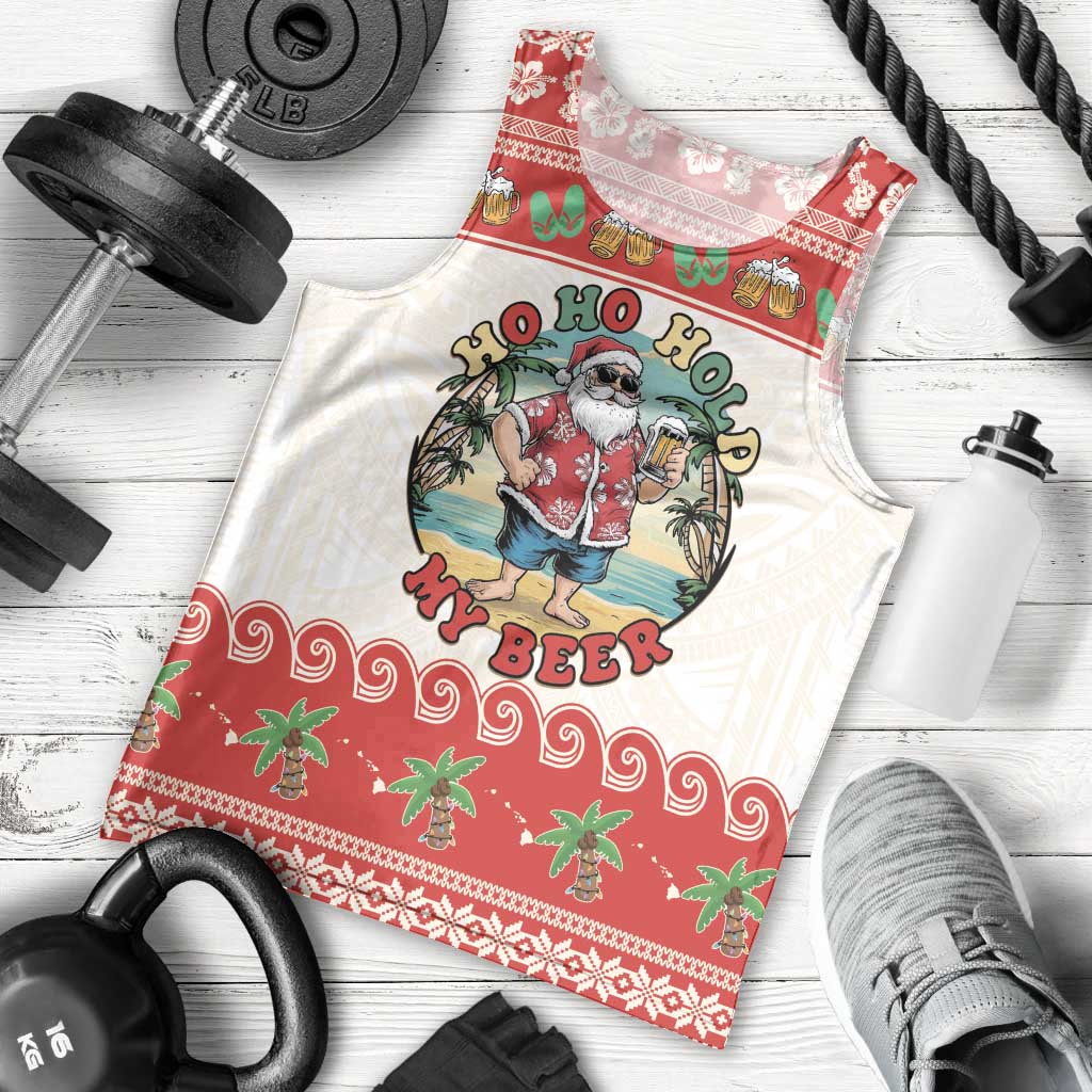 Mele Kalikimaka Hawaii Men Tank Top Funny Beer-Loving Santa Hawaiian Tropical - Polynesian Pride