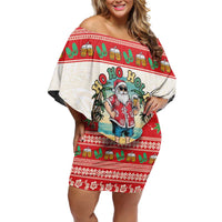 Mele Kalikimaka Hawaii Off Shoulder Short Dress Funny Beer-Loving Santa Hawaiian Tropical - Polynesian Pride