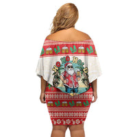 Mele Kalikimaka Hawaii Off Shoulder Short Dress Funny Beer-Loving Santa Hawaiian Tropical - Polynesian Pride