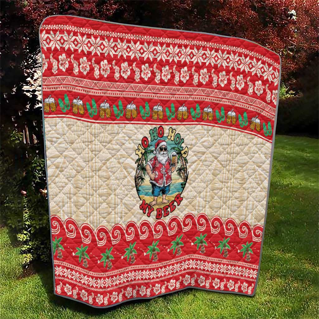 Mele Kalikimaka Hawaii Quilt Funny Beer-Loving Santa Hawaiian Tropical - Polynesian Pride