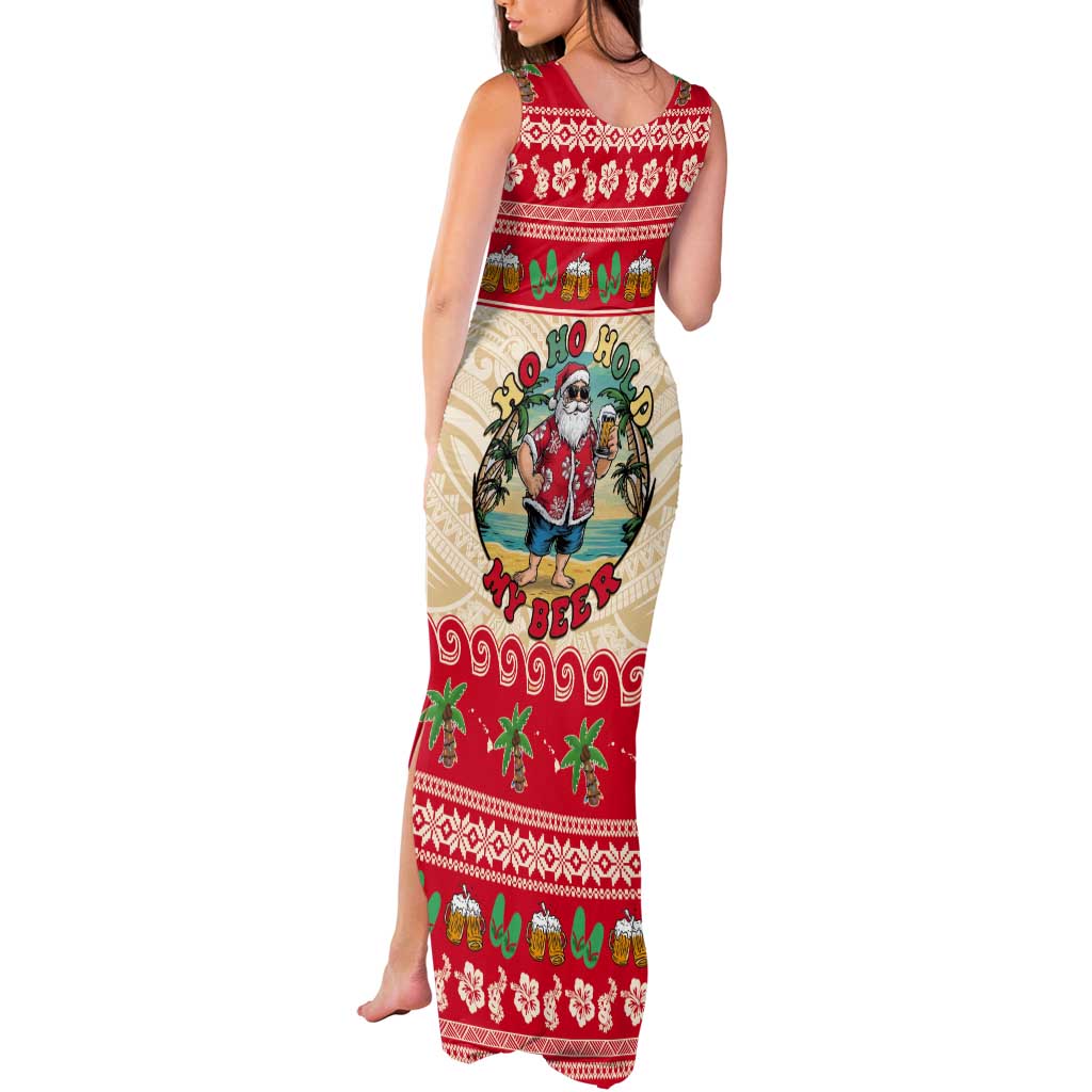 Mele Kalikimaka Hawaii Tank Maxi Dress Funny Beer-Loving Santa Hawaiian Tropical - Polynesian Pride
