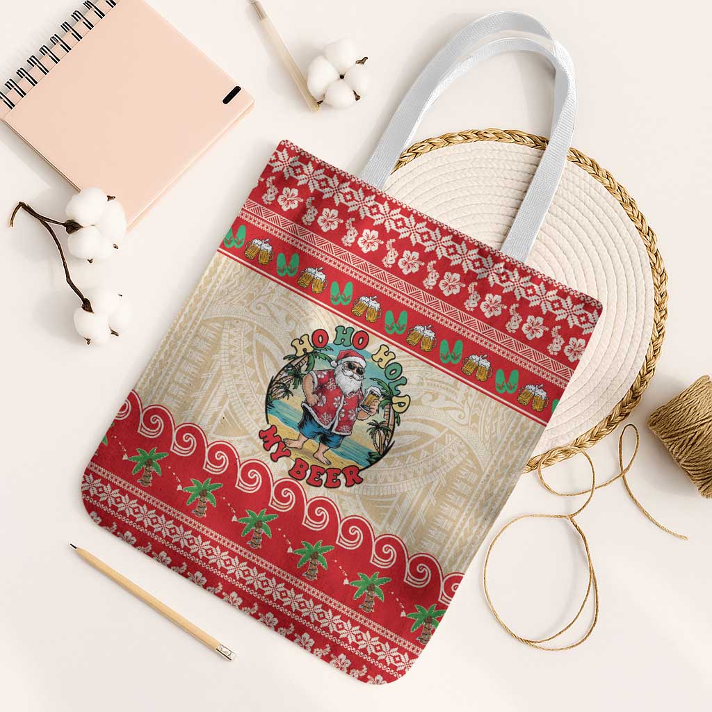 Mele Kalikimaka Hawaii Tote Bag Funny Beer-Loving Santa Hawaiian Tropical - Polynesian Pride