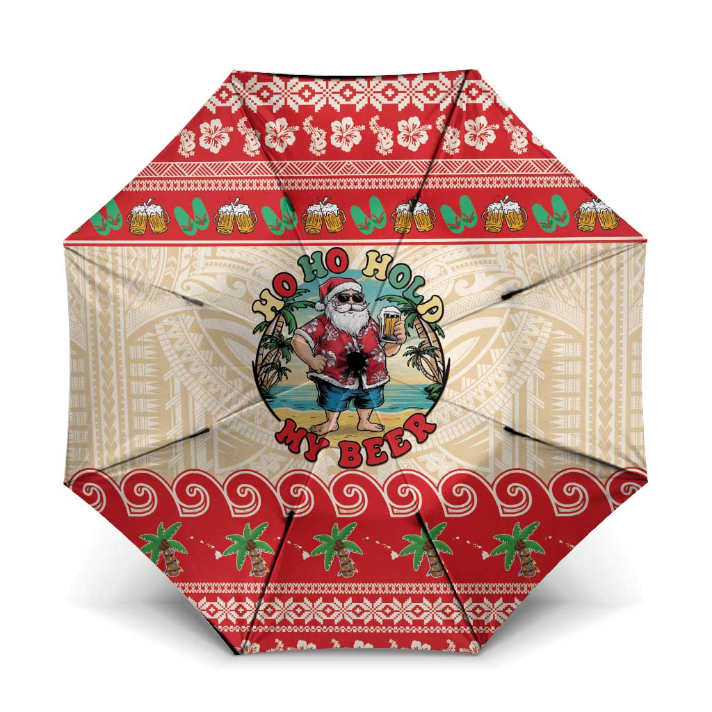 Mele Kalikimaka Hawaii Umbrella Funny Beer-Loving Santa Hawaiian Tropical - Polynesian Pride