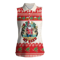 Mele Kalikimaka Hawaii Women Sleeveless Polo Shirt Funny Beer-Loving Santa Hawaiian Tropical - Polynesian Pride