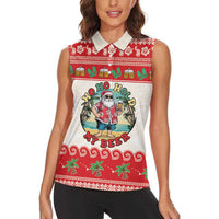 Mele Kalikimaka Hawaii Women Sleeveless Polo Shirt Funny Beer-Loving Santa Hawaiian Tropical - Polynesian Pride