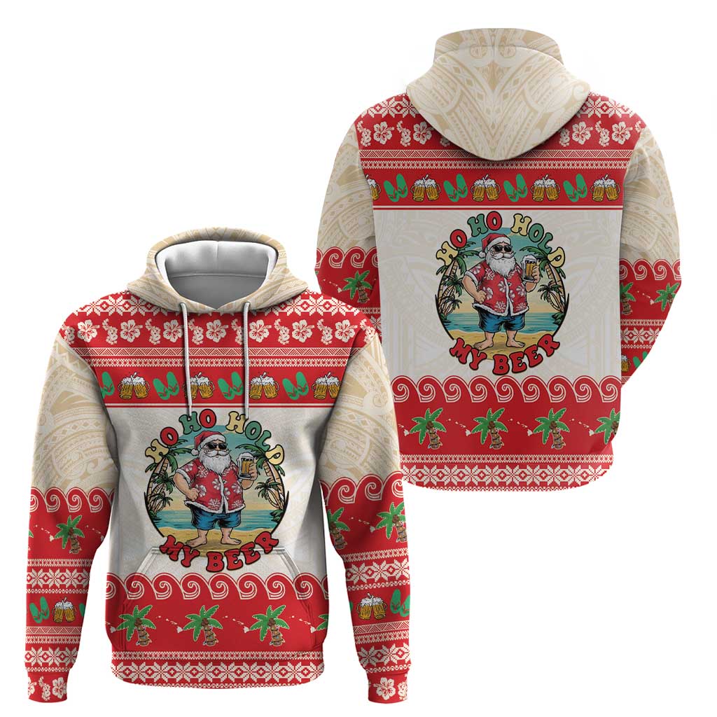 Mele Kalikimaka Hawaii Zip Hoodie Funny Beer-Loving Santa Hawaiian Tropical - Polynesian Pride
