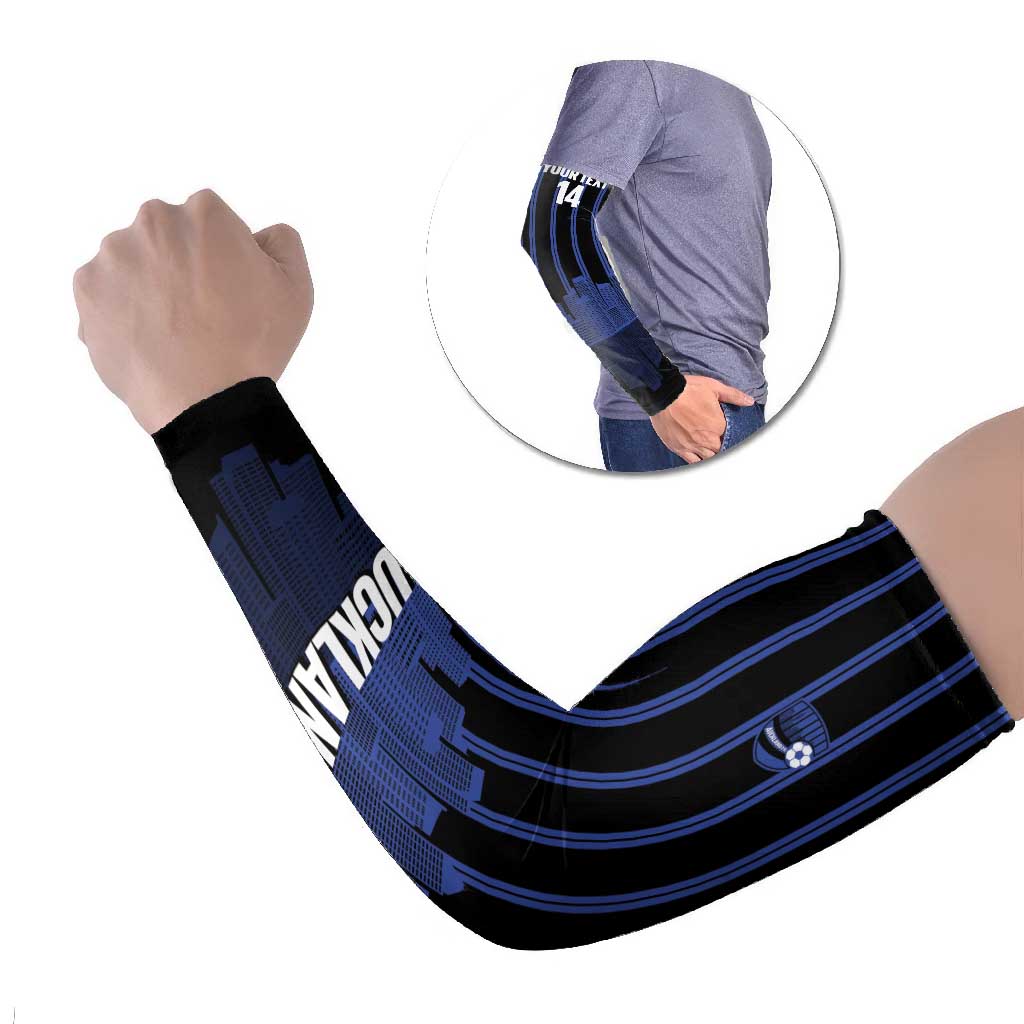 New Zealand Auckland Football Custom Arm Sleeves Go City of Sails Est 2025 LT14 Set of 2 Black - Polynesian Pride