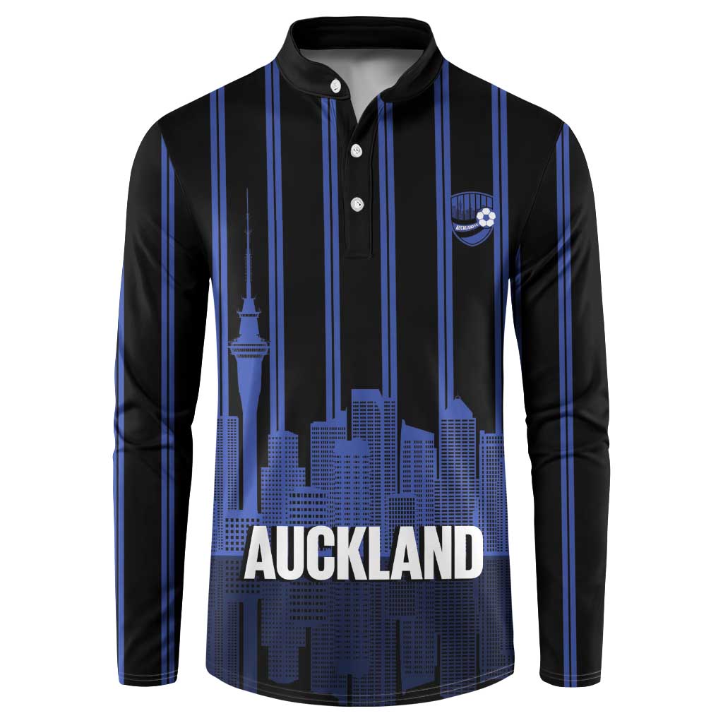 New Zealand Auckland Football Custom Button Sweatshirt Go City of Sails Est 2025 LT14 Black - Polynesian Pride