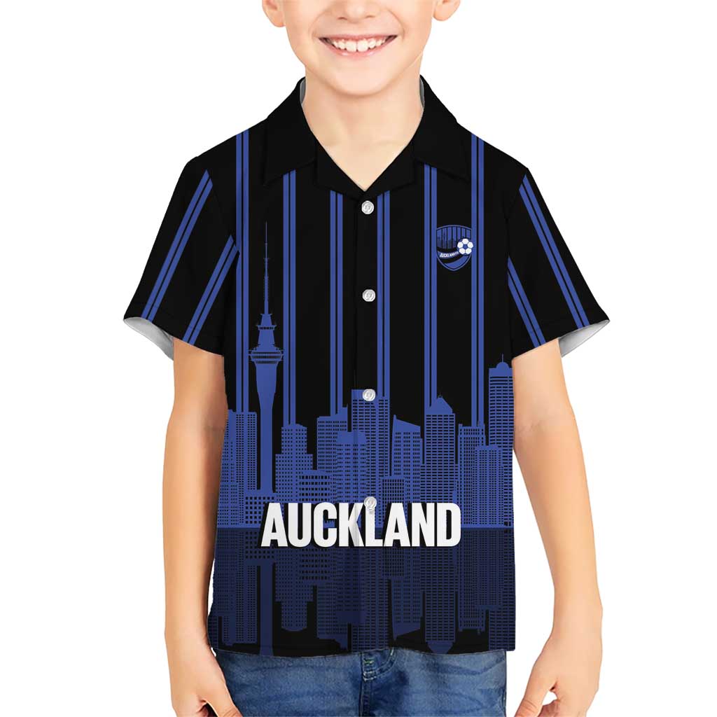New Zealand Auckland Football Custom Family Matching Long Sleeve Bodycon Dress and Hawaiian Shirt Go City of Sails Est 2025 LT14 Son's Shirt Black - Polynesian Pride
