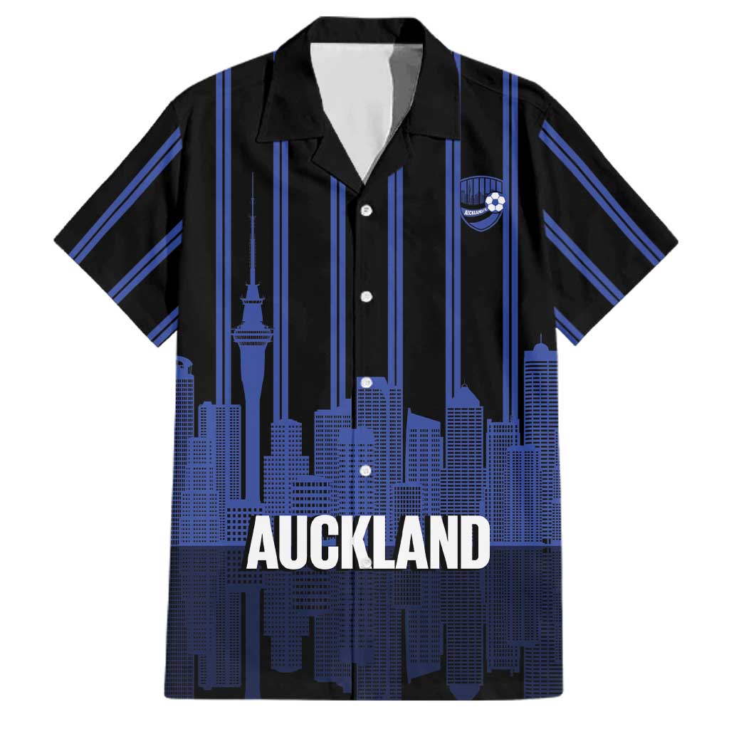 New Zealand Auckland Football Custom Family Matching Puletasi and Hawaiian Shirt Go City of Sails Est 2025 LT14 Dad's Shirt - Short Sleeve Black - Polynesian Pride