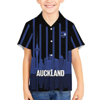 New Zealand Auckland Football Custom Family Matching Puletasi and Hawaiian Shirt Go City of Sails Est 2025 LT14 Son's Shirt Black - Polynesian Pride