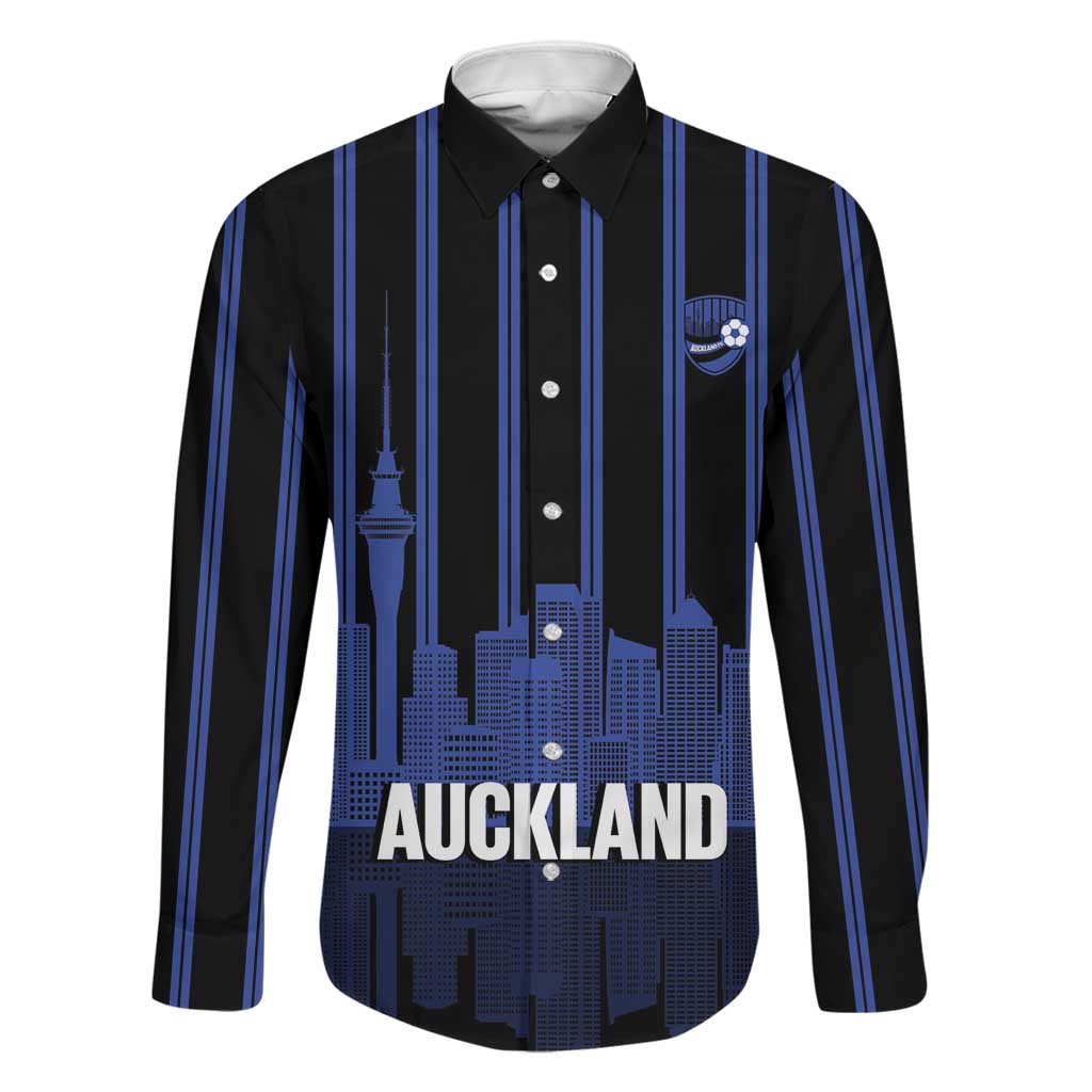 New Zealand Auckland Football Custom Family Matching Summer Maxi Dress and Hawaiian Shirt Go City of Sails Est 2025 LT14 Dad's Shirt - Long Sleeve Black - Polynesian Pride