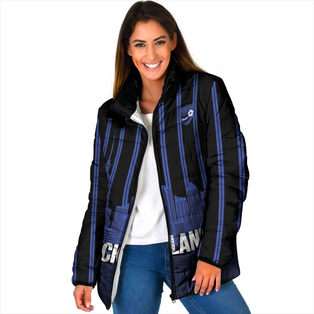 New Zealand Auckland Football Custom Padded Jacket Go City of Sails Est 2025 LT14 Women Black - Polynesian Pride