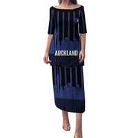 New Zealand Auckland Football Custom Puletasi Go City of Sails Est 2025 LT14 Long Dress Black - Polynesian Pride