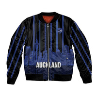 New Zealand Auckland Football Custom Sleeve Zip Bomber Jacket Go City of Sails Est 2025 LT14 Unisex Black - Polynesian Pride