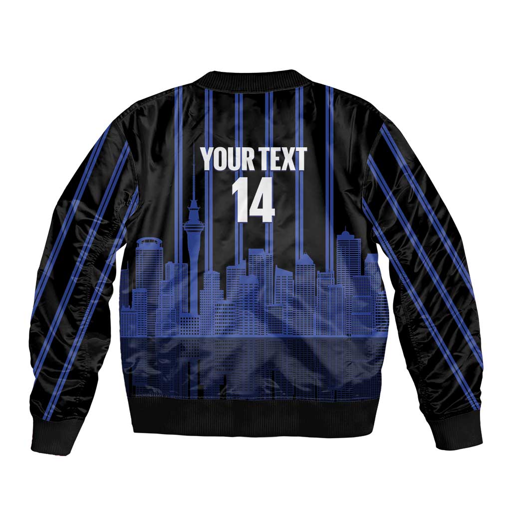 New Zealand Auckland Football Custom Sleeve Zip Bomber Jacket Go City of Sails Est 2025 LT14 - Polynesian Pride