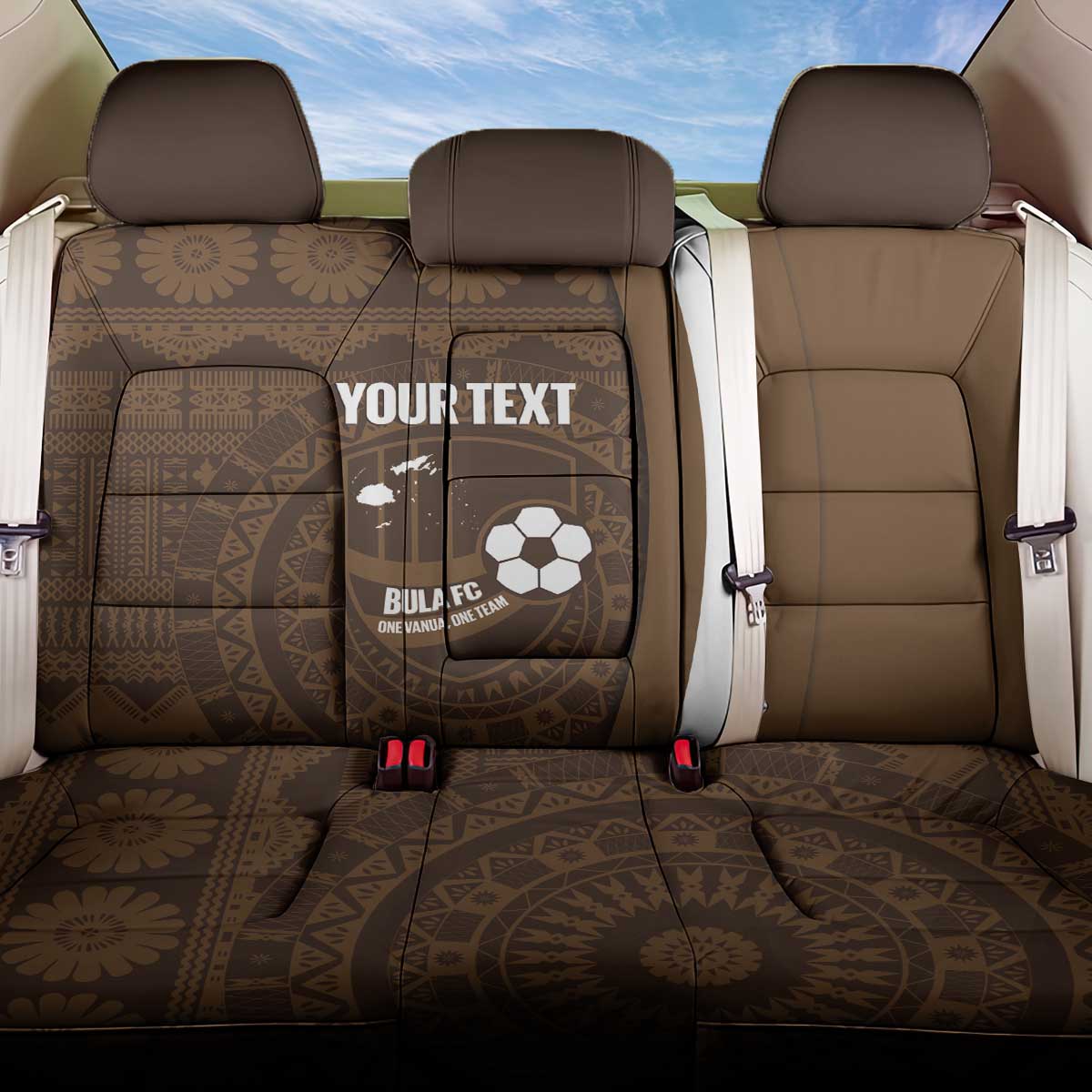 Bula Fiji Football Custom Back Car Seat Cover One Vanua One Team Tapa Pattern