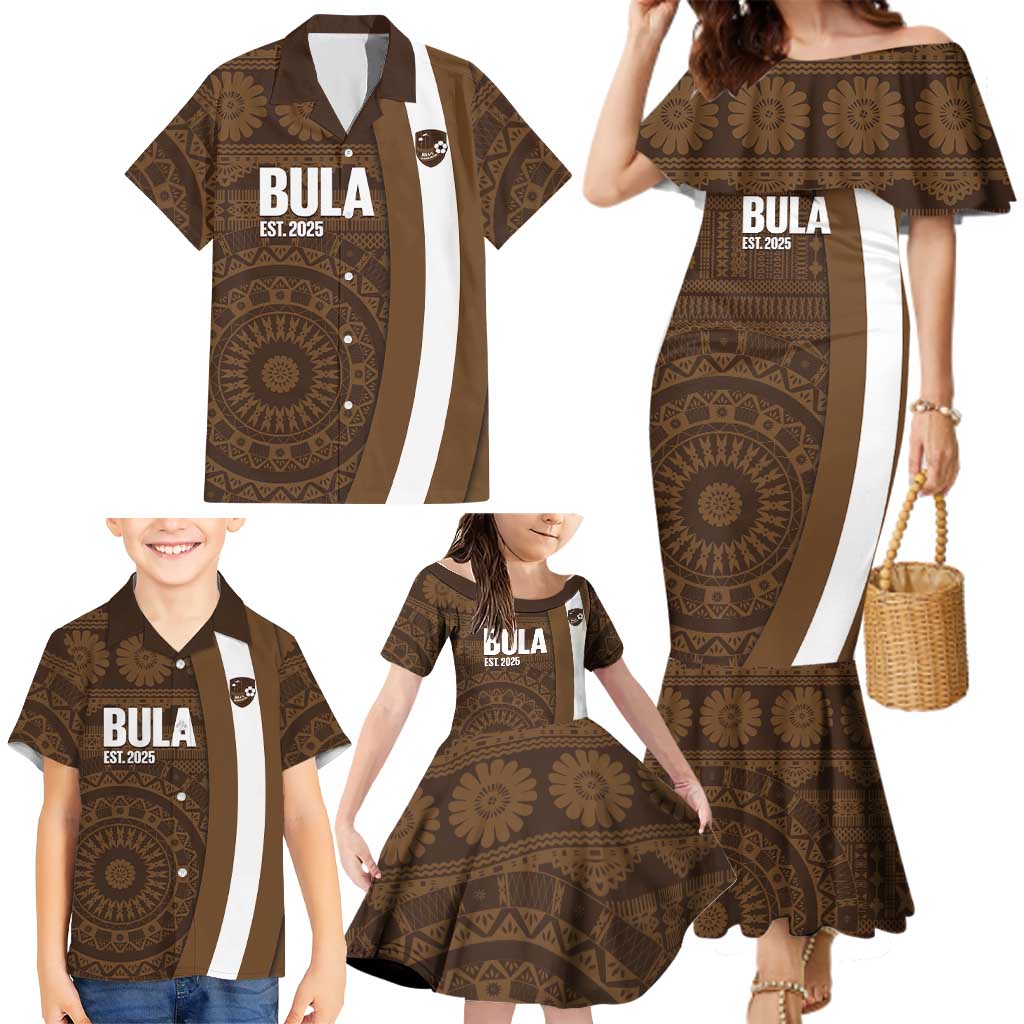 Bula Fiji Football Custom Family Matching Mermaid Dress and Hawaiian Shirt One Vanua One Team Tapa Pattern LT14 - Polynesian Pride