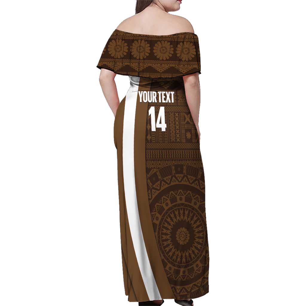 Bula Fiji Football Custom Family Matching Off Shoulder Maxi Dress and Hawaiian Shirt One Vanua One Team Tapa Pattern LT14 - Polynesian Pride
