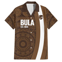 Bula Fiji Football Custom Family Matching Short Sleeve Bodycon Dress and Hawaiian Shirt One Vanua One Team Tapa Pattern LT14 Dad's Shirt - Short Sleeve Brown - Polynesian Pride