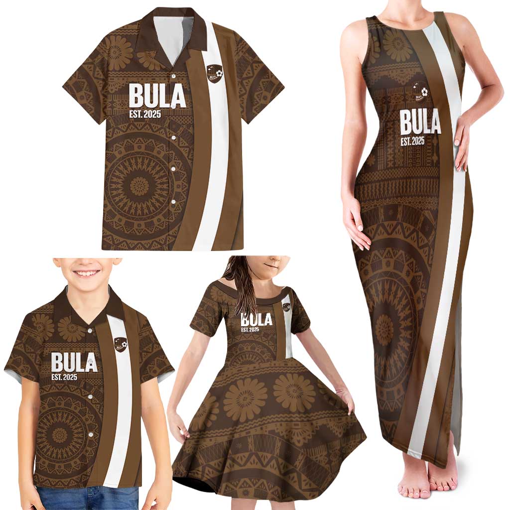 Bula Fiji Football Custom Family Matching Tank Maxi Dress and Hawaiian Shirt One Vanua One Team Tapa Pattern LT14 - Polynesian Pride