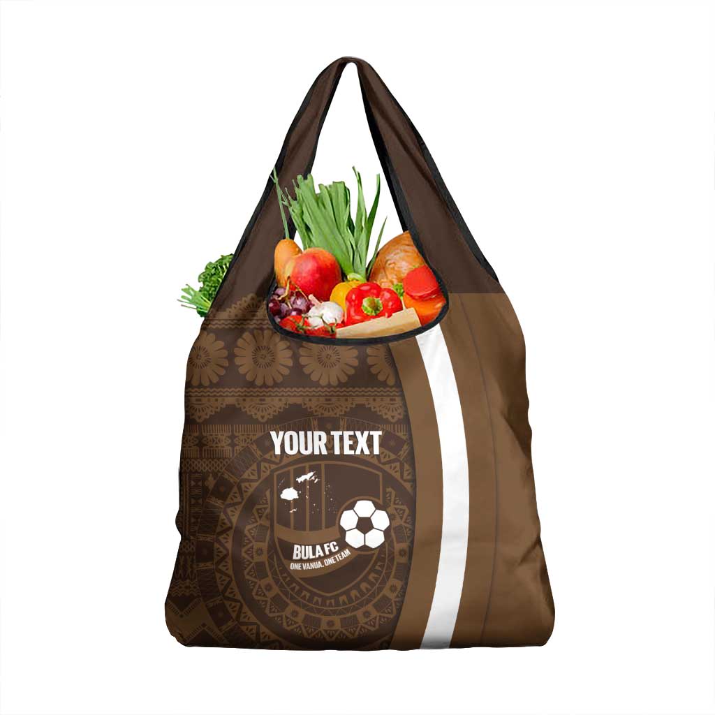 Bula Fiji Football Custom Grocery Bag One Vanua One Team Tapa Pattern