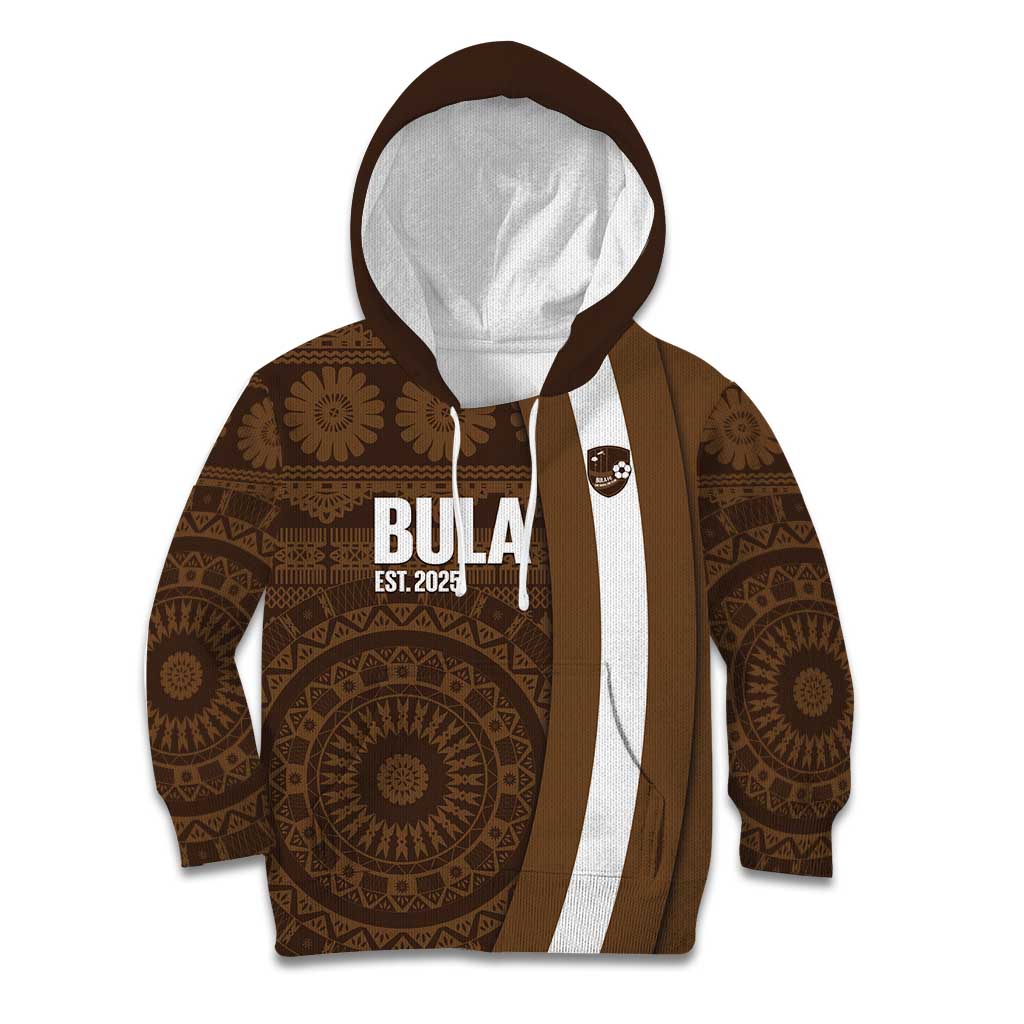 Bula Fiji Football Custom Kid Hoodie One Vanua One Team Tapa Pattern