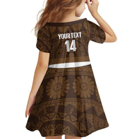 Bula Fiji Football Custom Kid Short Sleeve Dress One Vanua One Team Tapa Pattern