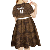 Bula Fiji Football Custom Kid Short Sleeve Dress One Vanua One Team Tapa Pattern