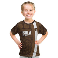 Bula Fiji Football Custom Kid T Shirt One Vanua One Team Tapa Pattern