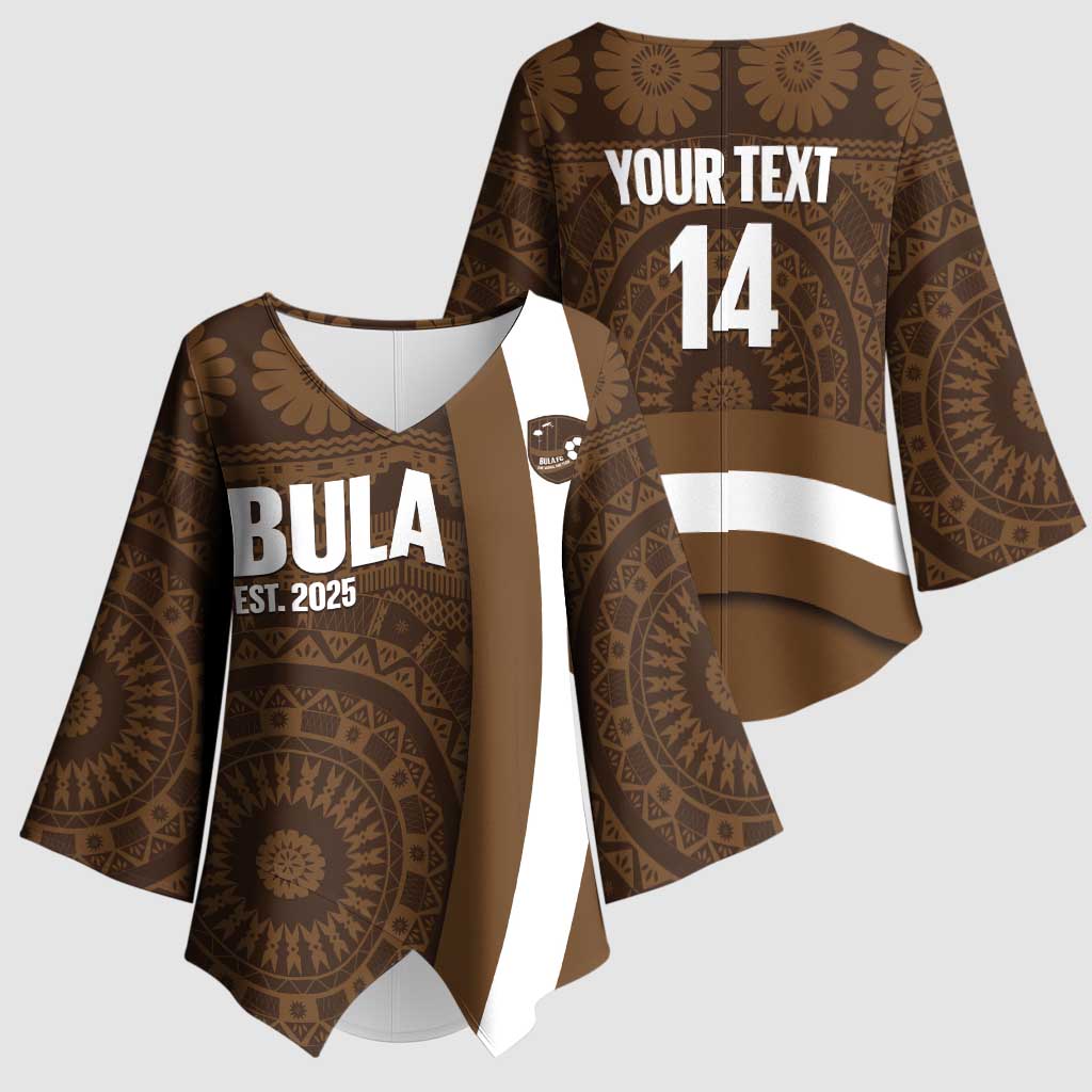 Bula Fiji Football Custom Kimono Sleeve Blouse One Vanua One Team Tapa Pattern