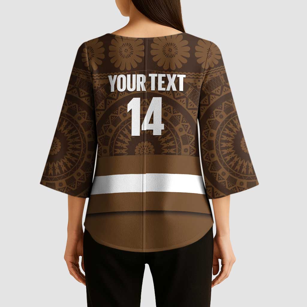 Bula Fiji Football Custom Kimono Sleeve Blouse One Vanua One Team Tapa Pattern