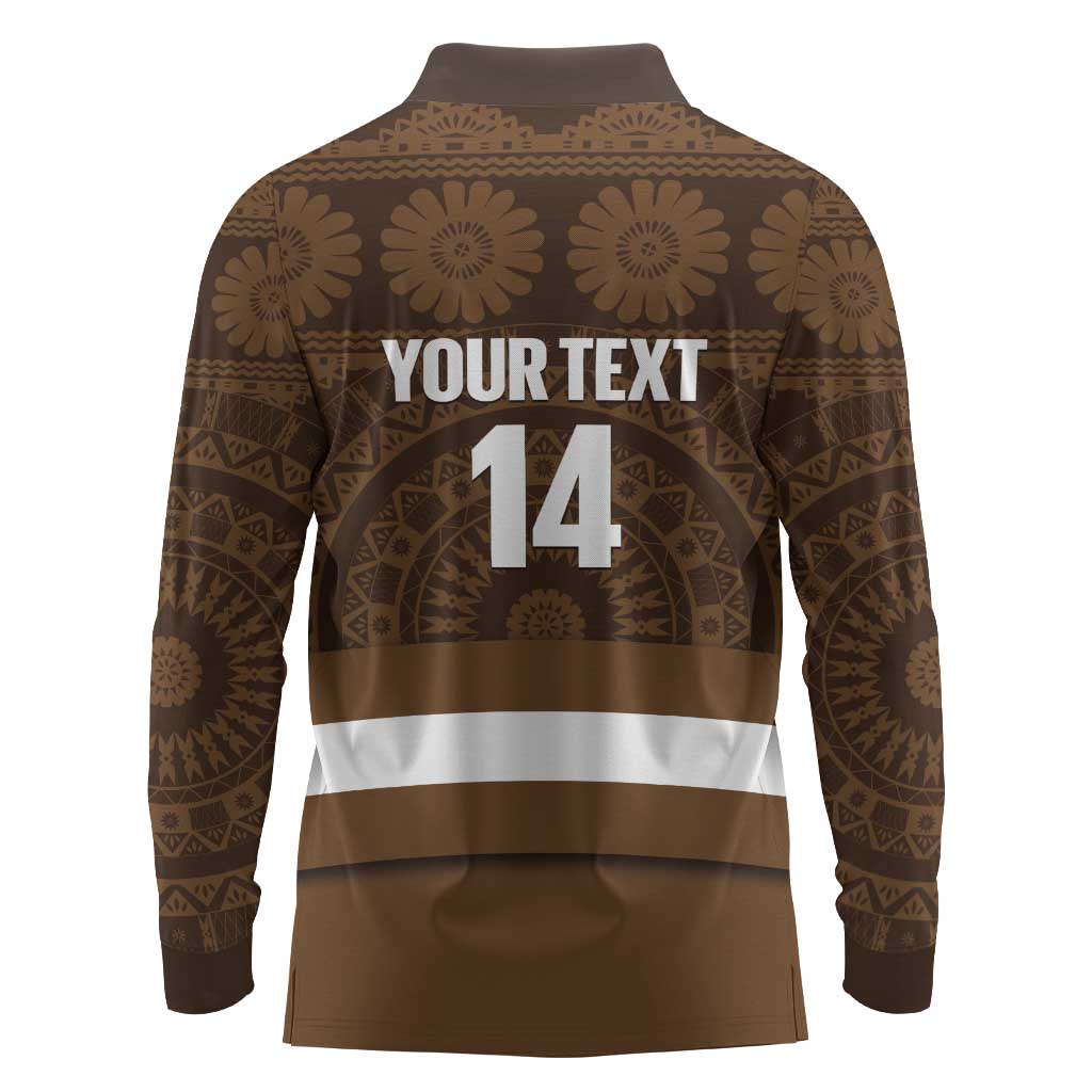 Bula Fiji Football Custom Long Sleeve Polo Shirt One Vanua One Team Tapa Pattern