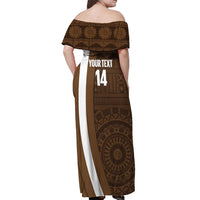Bula Fiji Football Custom Off Shoulder Maxi Dress One Vanua One Team Tapa Pattern