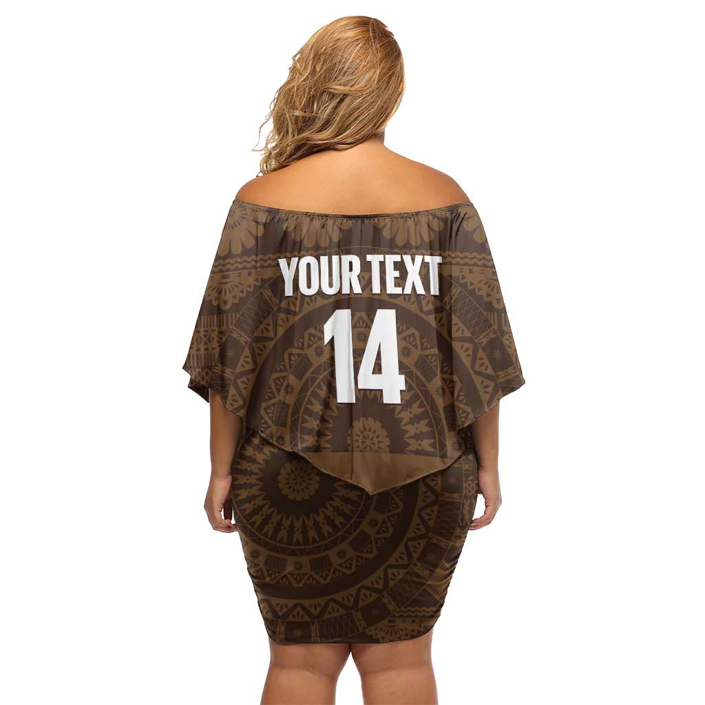 Bula Fiji Football Custom Off Shoulder Short Dress One Vanua One Team Tapa Pattern