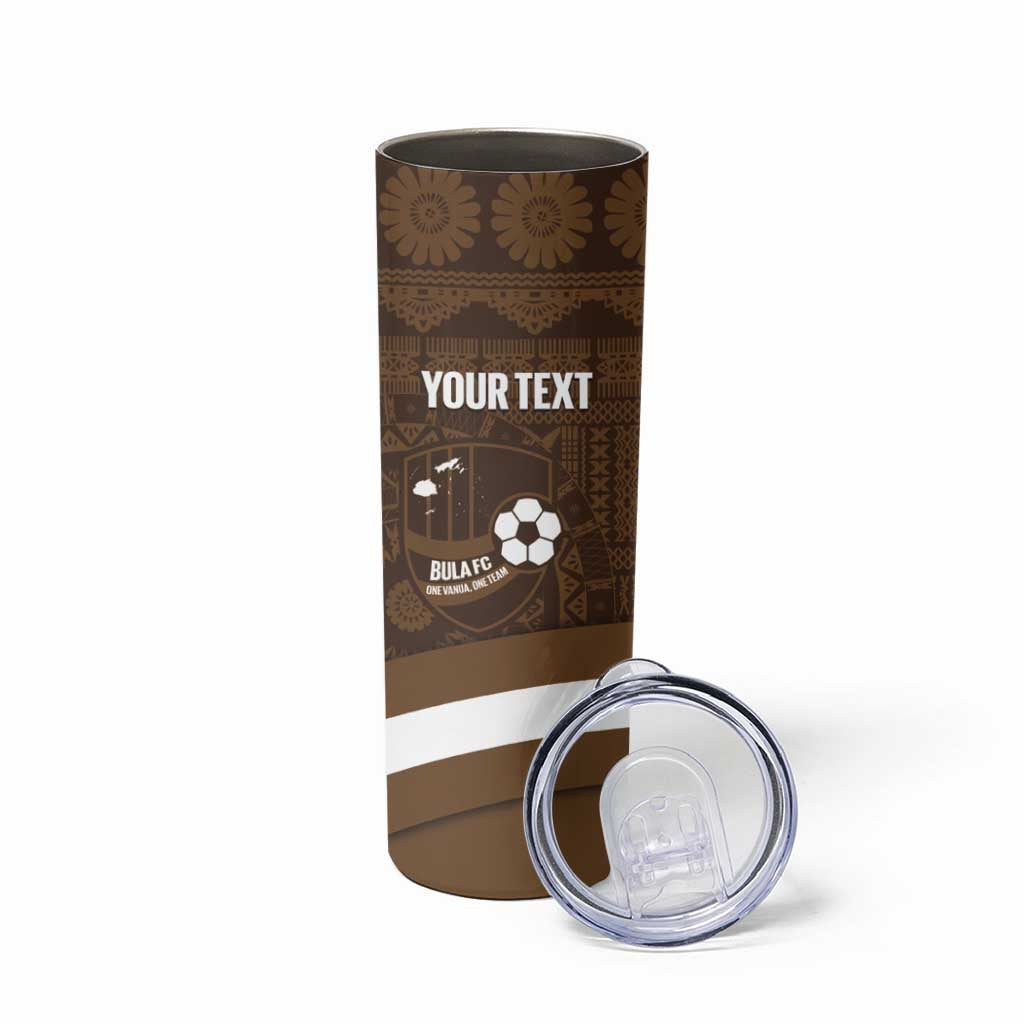 Bula Fiji Football Custom Skinny Tumbler One Vanua One Team Tapa Pattern