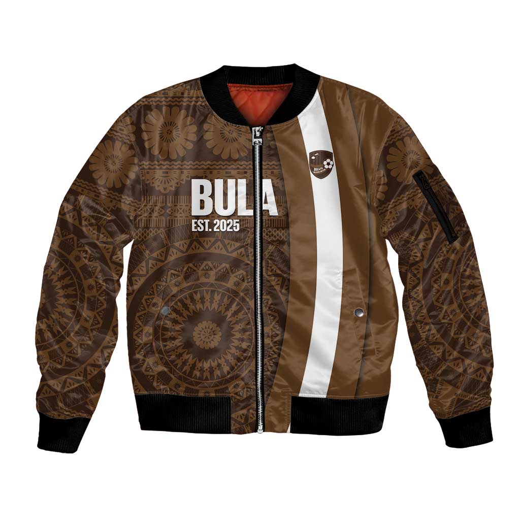 Bula Fiji Football Custom Sleeve Zip Bomber Jacket One Vanua One Team Tapa Pattern