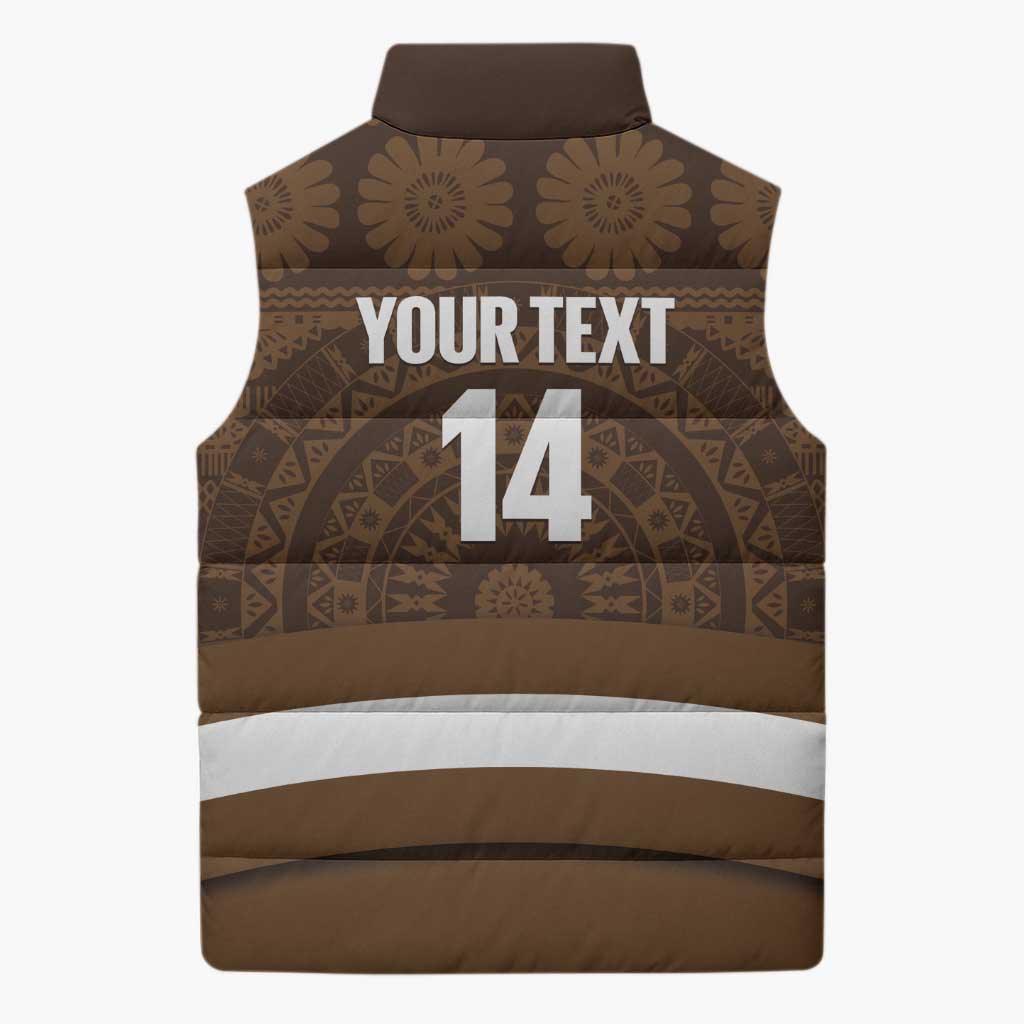 Bula Fiji Football Custom Sleeveless Puffer Jacket One Vanua One Team Tapa Pattern